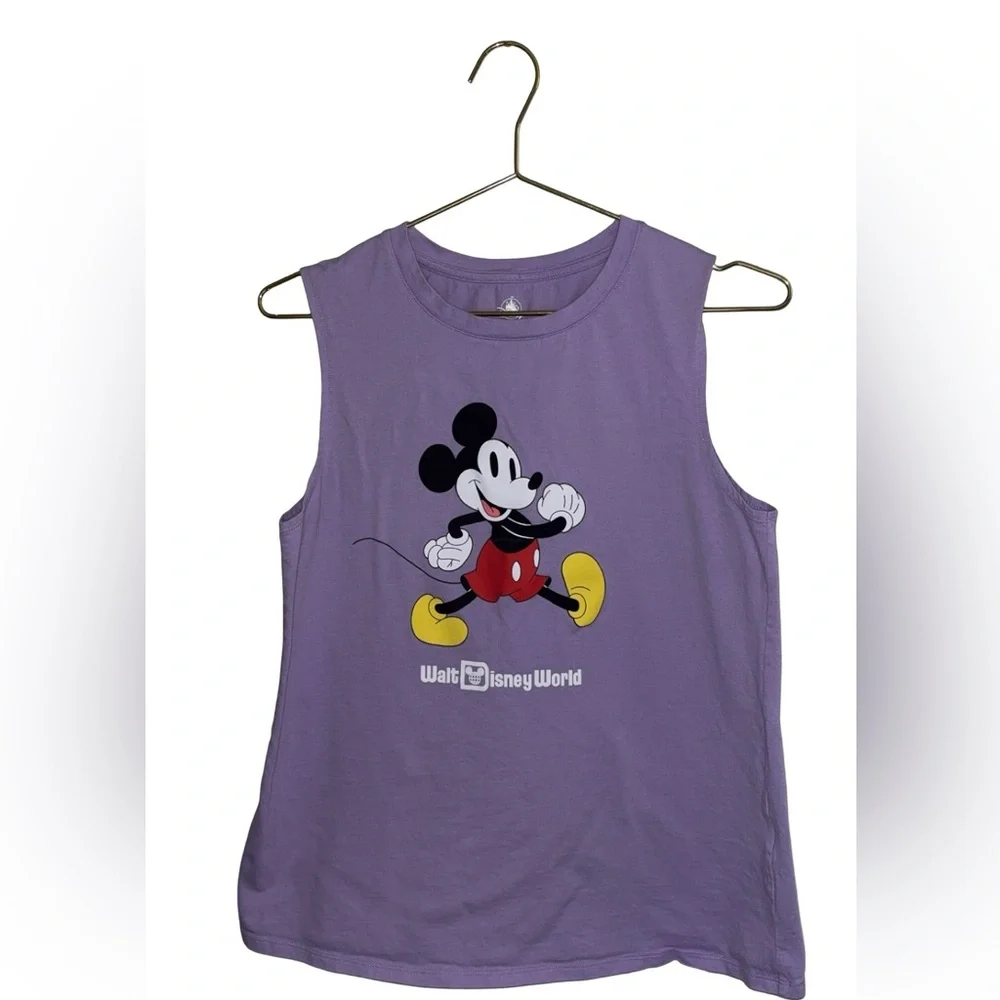 Disney Purple Mickey Graphic Tank Top Size Large P2P 20” - Picture 2 of 4